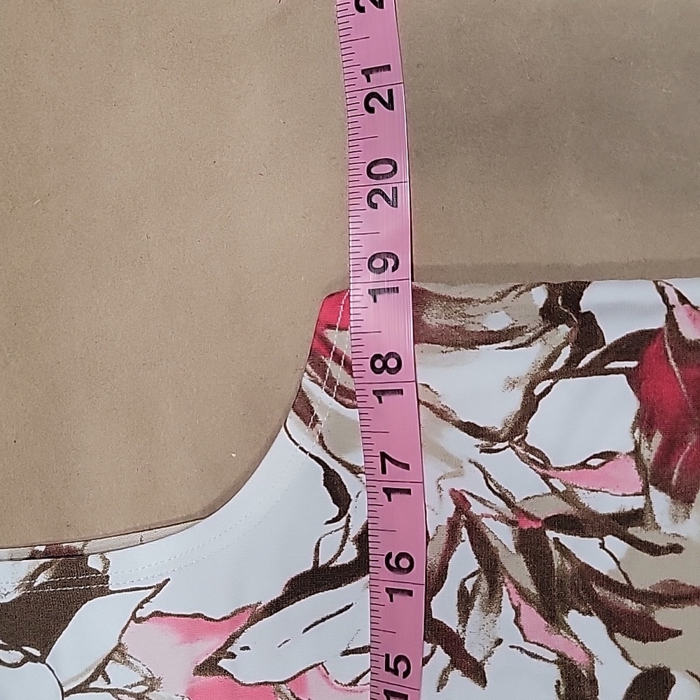 Easywear by Chico's Size 1 (M/8) White Brown and Pink Floral Sleeveless Top - Picture 6 of 10